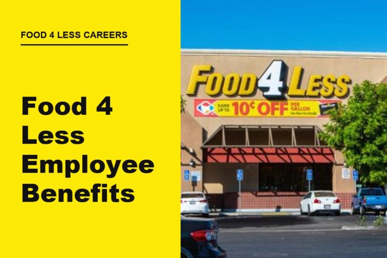Food 4 Less benefits and employee discount card held by a worker